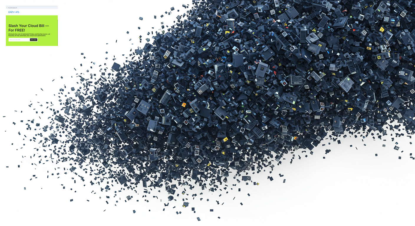 An abstract image representing a vast, disorganized collection of data, symbolizing EBS snapshot sprawl.