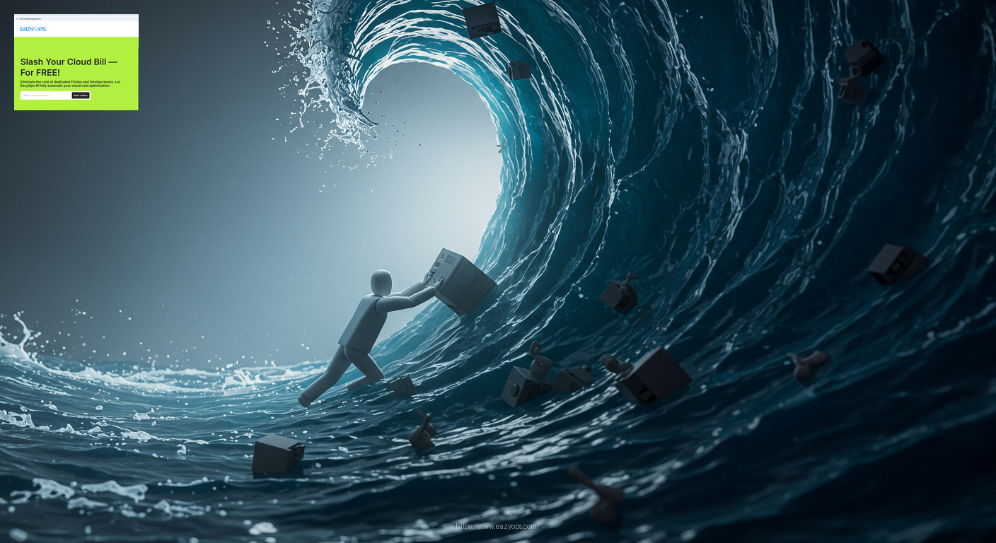 A visual metaphor for the futility of manual cleanup efforts, perhaps depicting a single figure struggling against a tide of data.