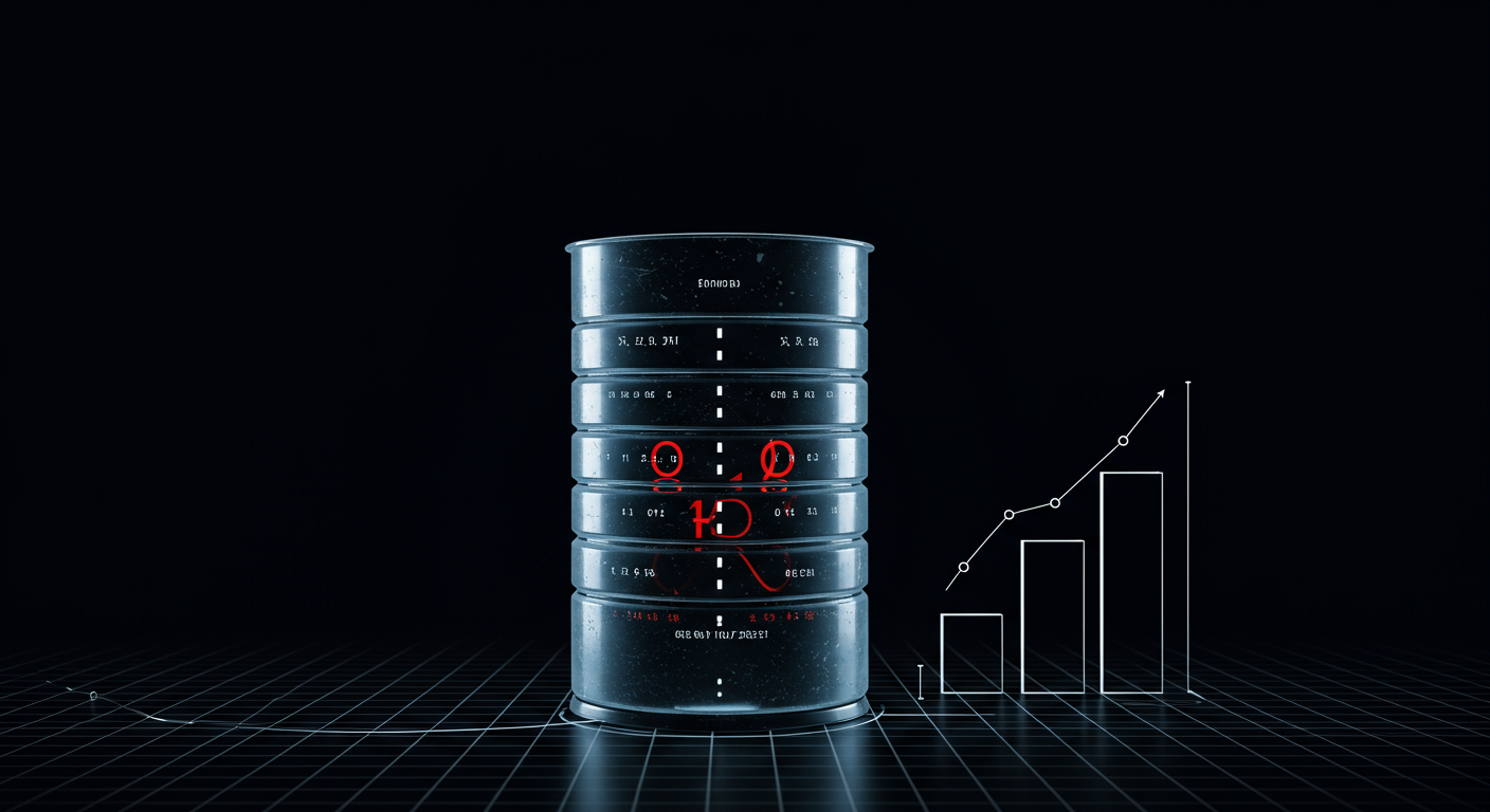 An abstract visualization contrasting high provisioned capacity with low actual usage for storage, perhaps a large container mostly empty, or a graph with a large potential vs. a small actual bar.