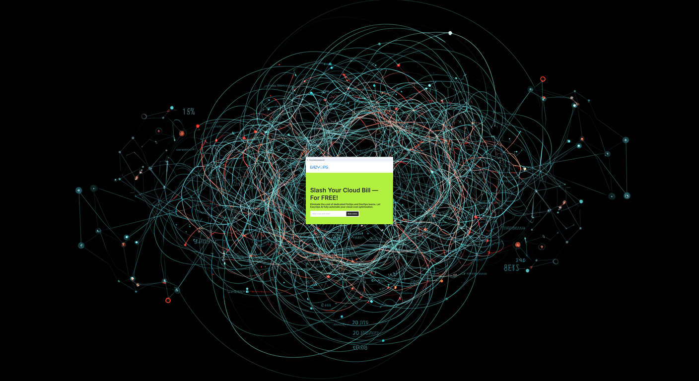 An abstract image depicting a tangled web of lines and connections, symbolizing the complexity and difficulty of manual RI management.