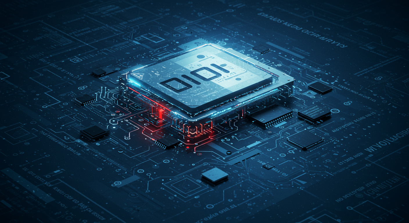An abstract visualization of cloud infrastructure with a prominent, oversized virtual machine or node consuming resources unnecessarily, depicted as a large, idle block amidst smaller, active components. The scene uses cool blues and grays with a hint of red for the unused portion, symbolizing waste.