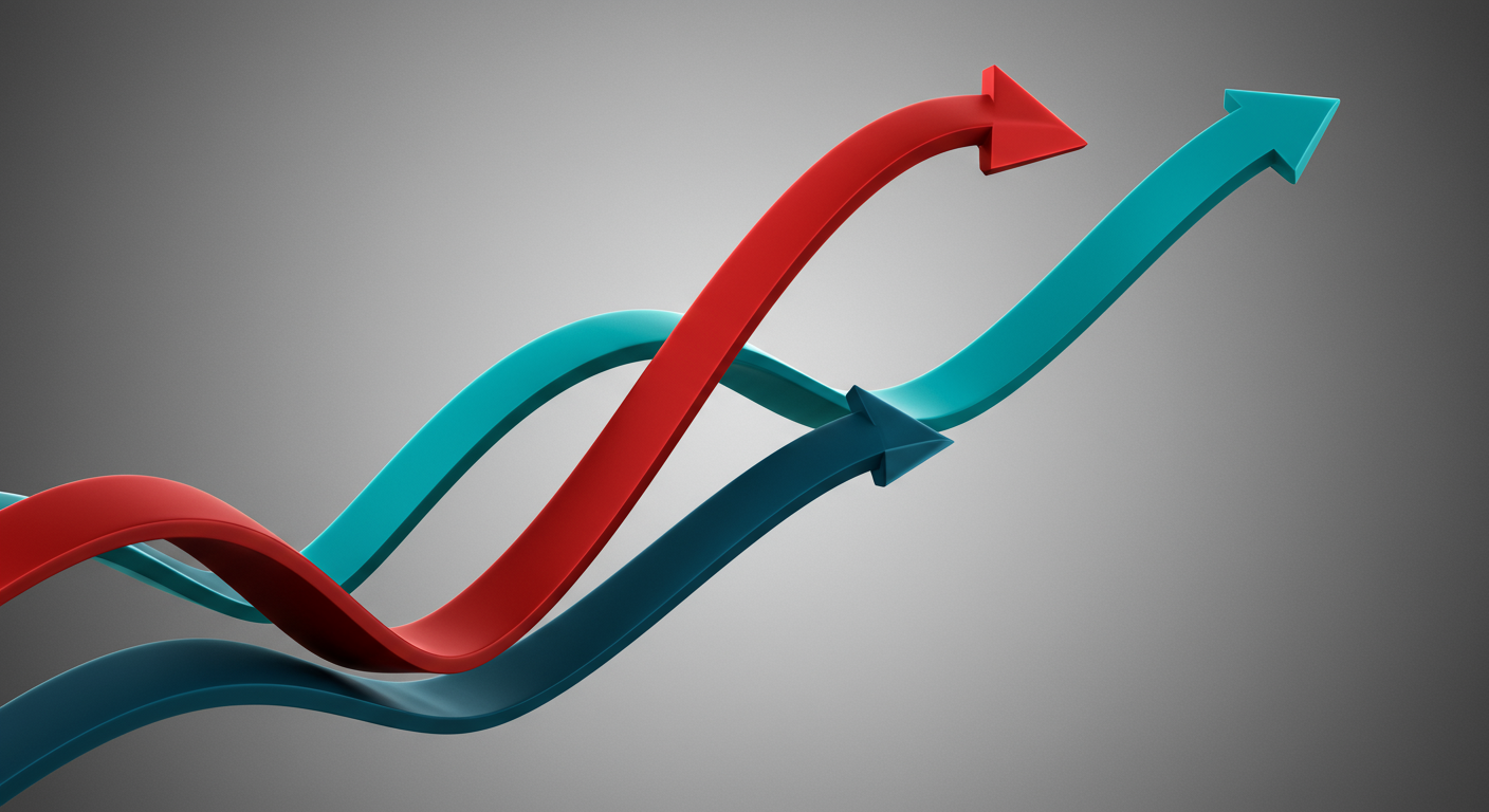 A dynamic graph or flow chart, with arrows smoothly adjusting, symbolizing automatic scaling and optimized resource flow.