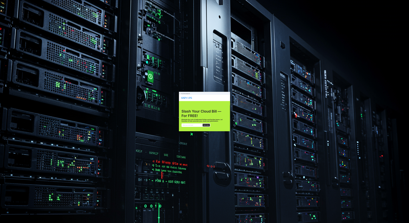An abstract image representing constantly running servers, symbolizing wasted resources.