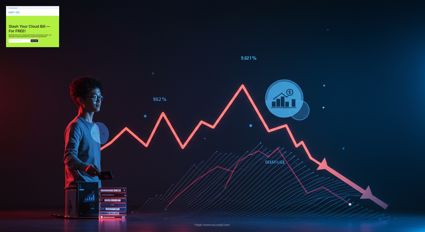 An abstract image representing optimized storage and cost savings, perhaps with a downward trending graph.