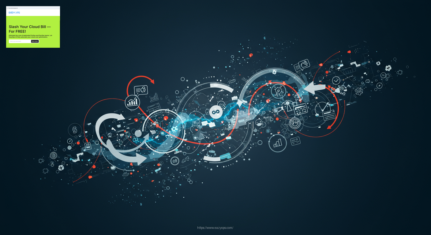 An abstract image depicting automated processes and streamlined workflows, representing EazyOps' solution.