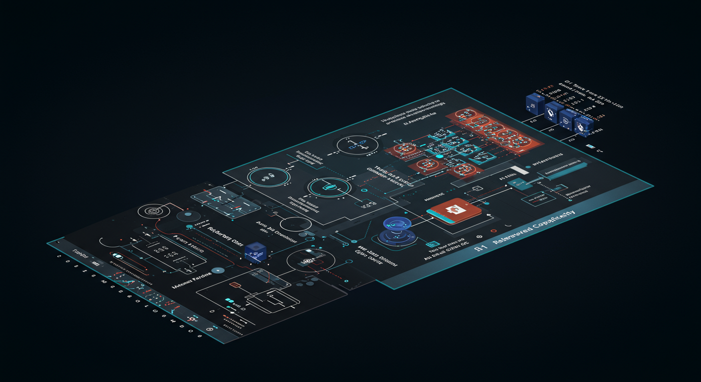 A visual metaphor for EazyOps as an intelligent scanner or X-ray vision, highlighting specific, over-provisioned components within a detailed diagram of a Kubernetes cluster, showing actual usage vs. reserved capacity.