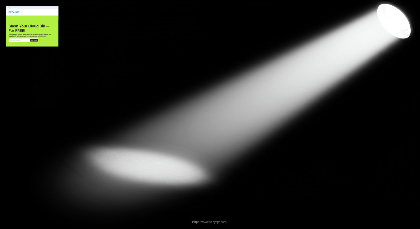 A visual representation of a spotlight or beam of light illuminating a darkened area, symbolizing EazyOps detecting the hidden cost.