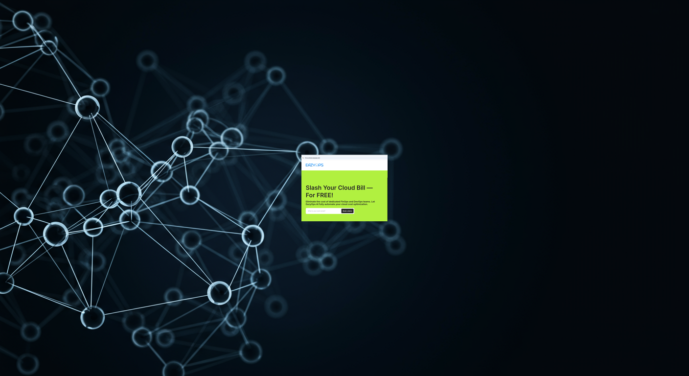 An abstract image of interconnected nodes, representing EazyOps' automated resource monitoring and optimization capabilities.