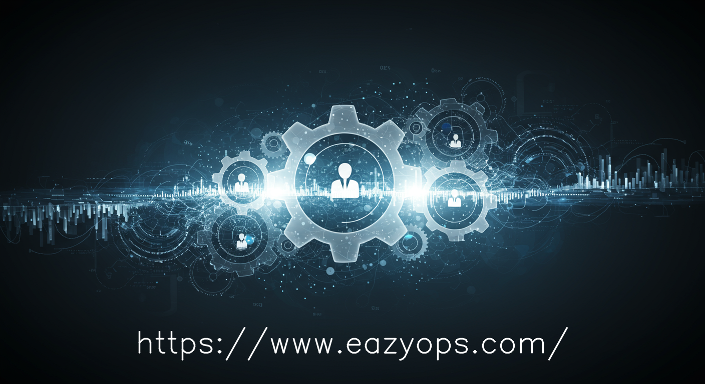Interconnected gears or a flowing network, illustrating the synergistic benefits of optimized cloud resources and improved team efficiency leading to innovation.