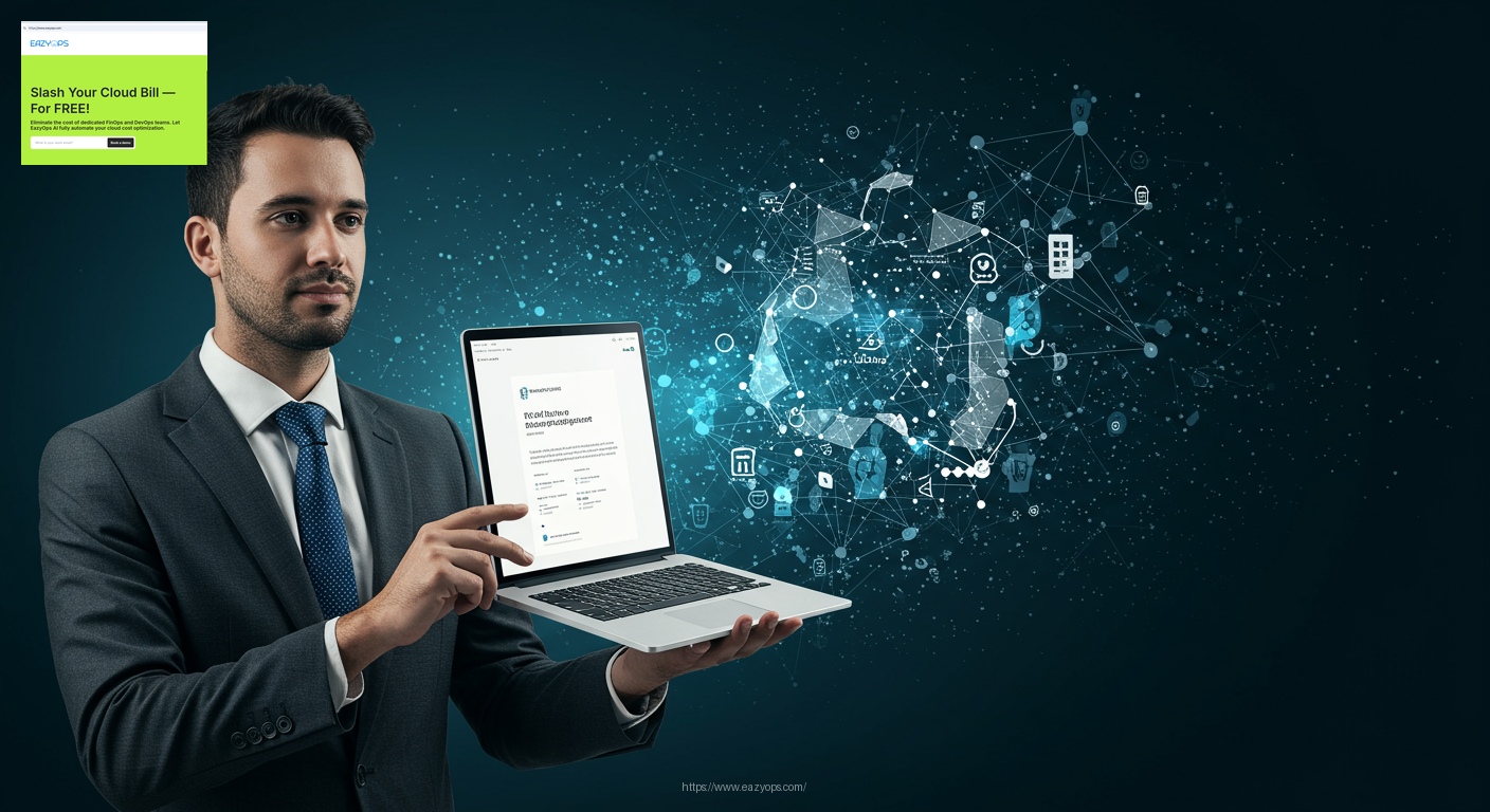 An abstract image visualizing the future of intelligent automation in cloud cost management.